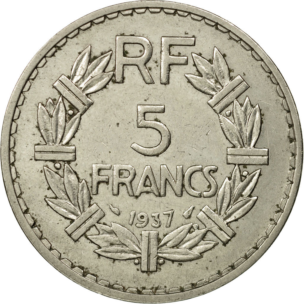 Coin, France, Lavrillier, 5 Francs, 1937, Paris, EF(40-45), Nickel, KM:888