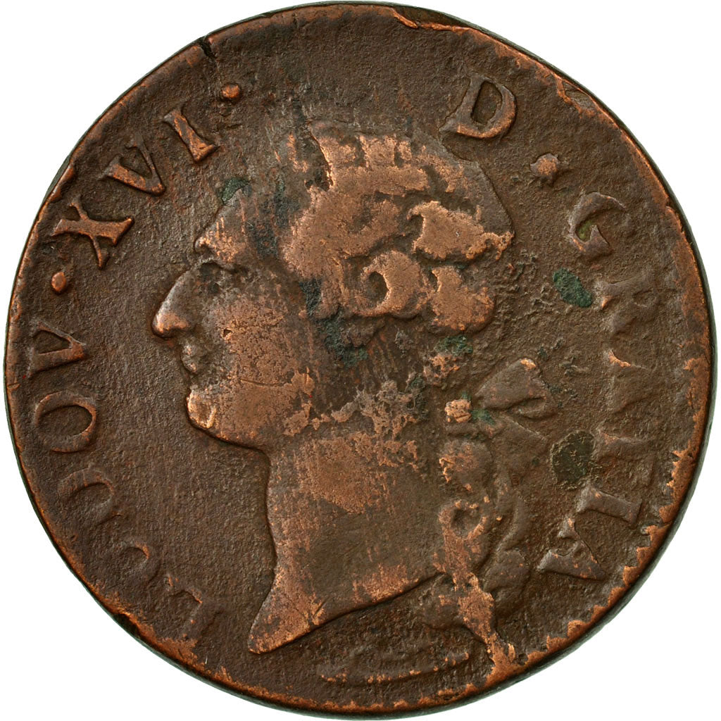 Coin, France, Louis XVI, Sol ou sou, Sol, 1778, Aix, VF(20-25), Copper