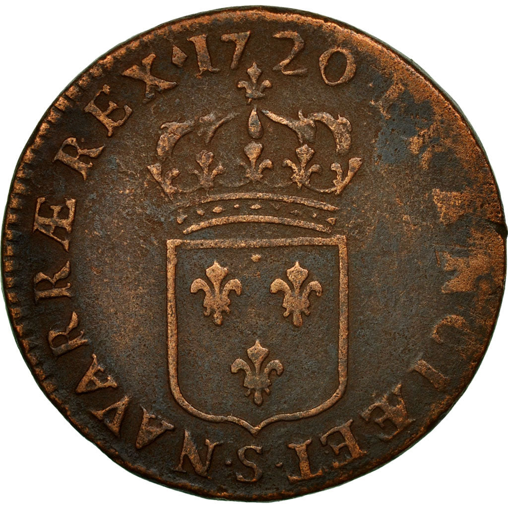 Münze, Frankreich, Louis XV, Sol au buste enfantin, Sol, 1720, Reims, S