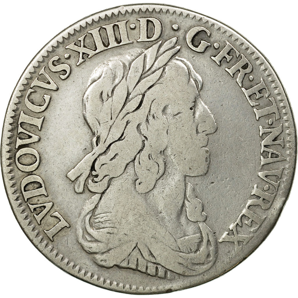 Coin, France, Louis XIII, 1/4 Écu 2e poinçon de Warin, buste drapé et