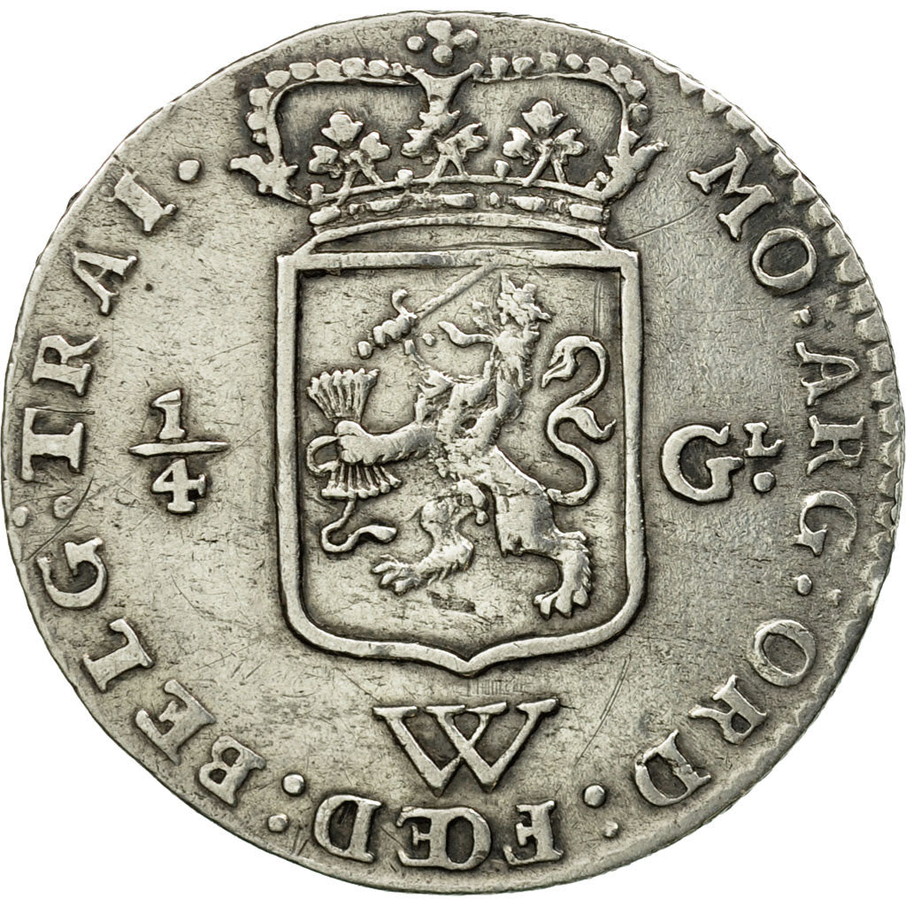 Coin, Netherlands Antilles, 1/4 Gulden, 1794, Utrecht, EF(40-45), Silver