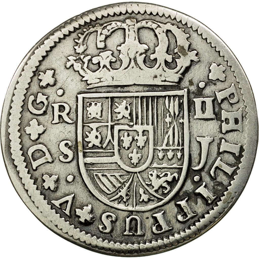 Coin, Spain, Philip V, 2 Reales, 1725, Seville, VF(30-35), Silver, KM:307