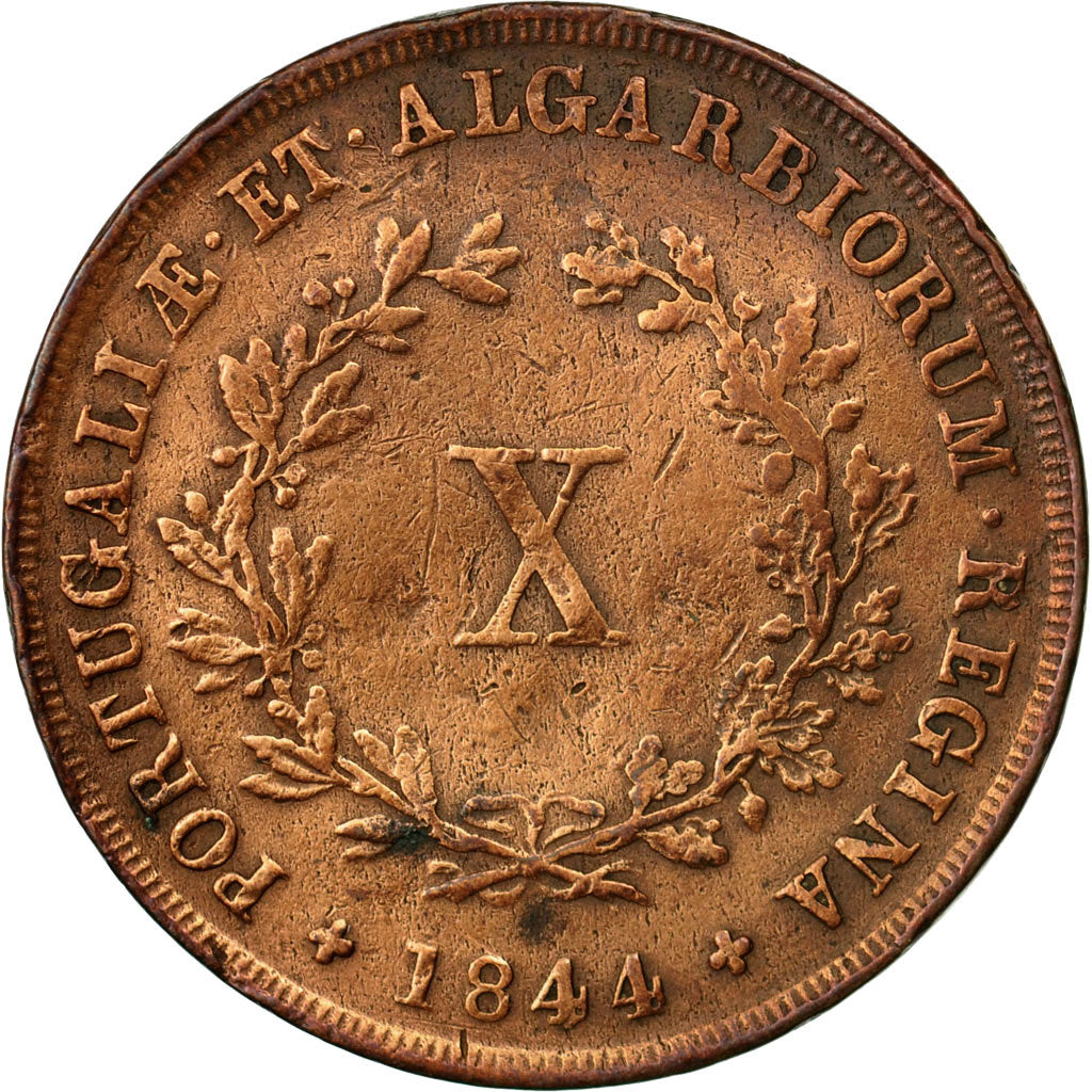 Münze, Portugal, Maria II, 10 Reis, 1844, Portugal Mint, SS, Kupfer, KM:481