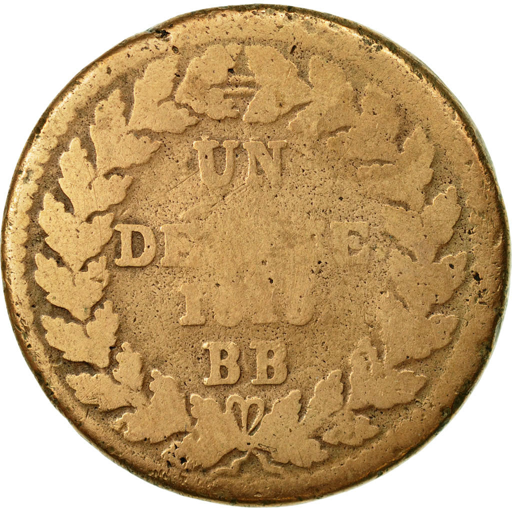 Münze, Frankreich, Louis XVIII, Decime, 1815, Strasbourg, SGE+, Bronze, KM:701