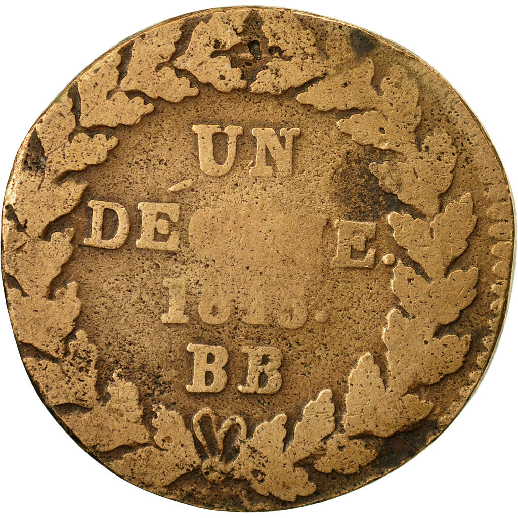 Monnaie, France, Louis XVIII, Decime, 1815, Strasbourg, B+, Bronze