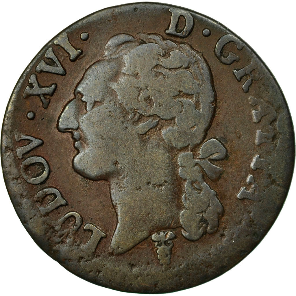 Moneta, Francja, Louis XVI, Liard, Liard, 1791, Bordeaux, VF(30-35), Miedź
