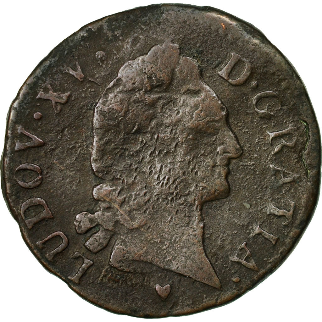 Moneta, Francja, Louis XV, Demi sol d'Aix, 1/2 Sol, 1768, Aix, VF(20-25)