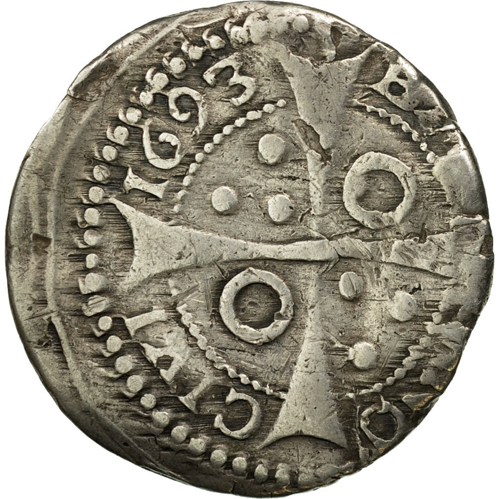 Moneda, España, BARCELONA, Real, Croat, 1693, Barcelone, BC+, Plata, KM:50