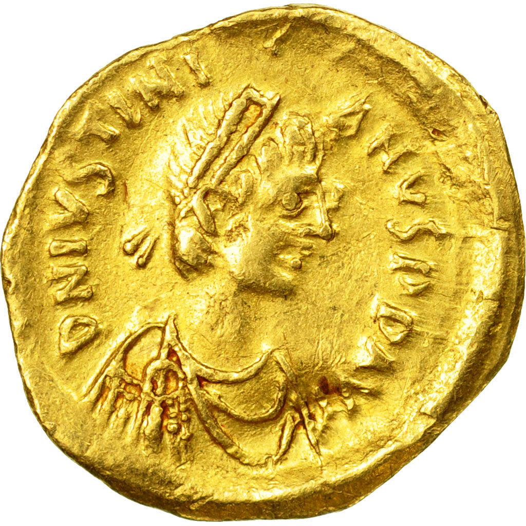 Coin, Justinian I, Tremissis, 527-565 AD, Constantinople, EF(40-45), Gold