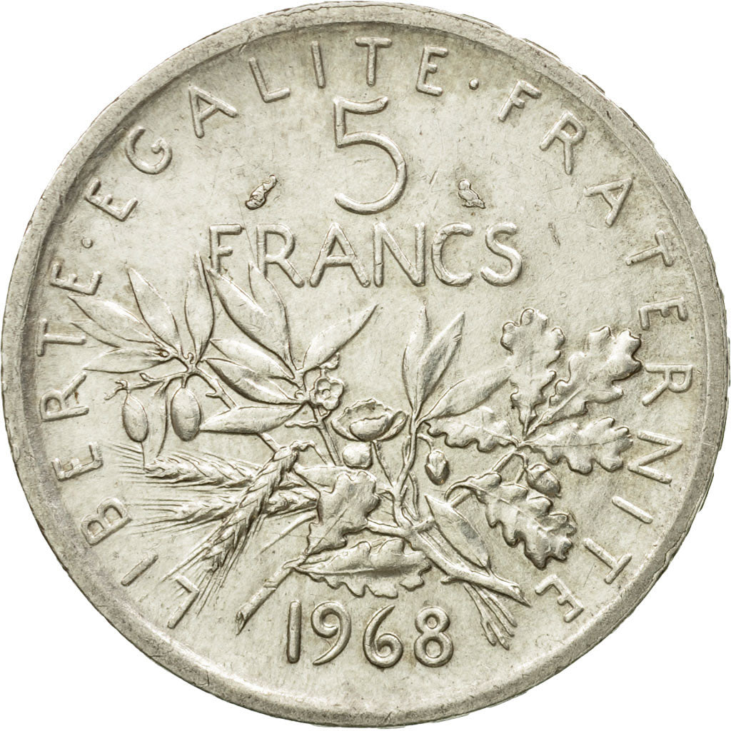 Coin, France, Semeuse, 5 Francs, 1968, Paris, AU(55-58), Silver, KM:926