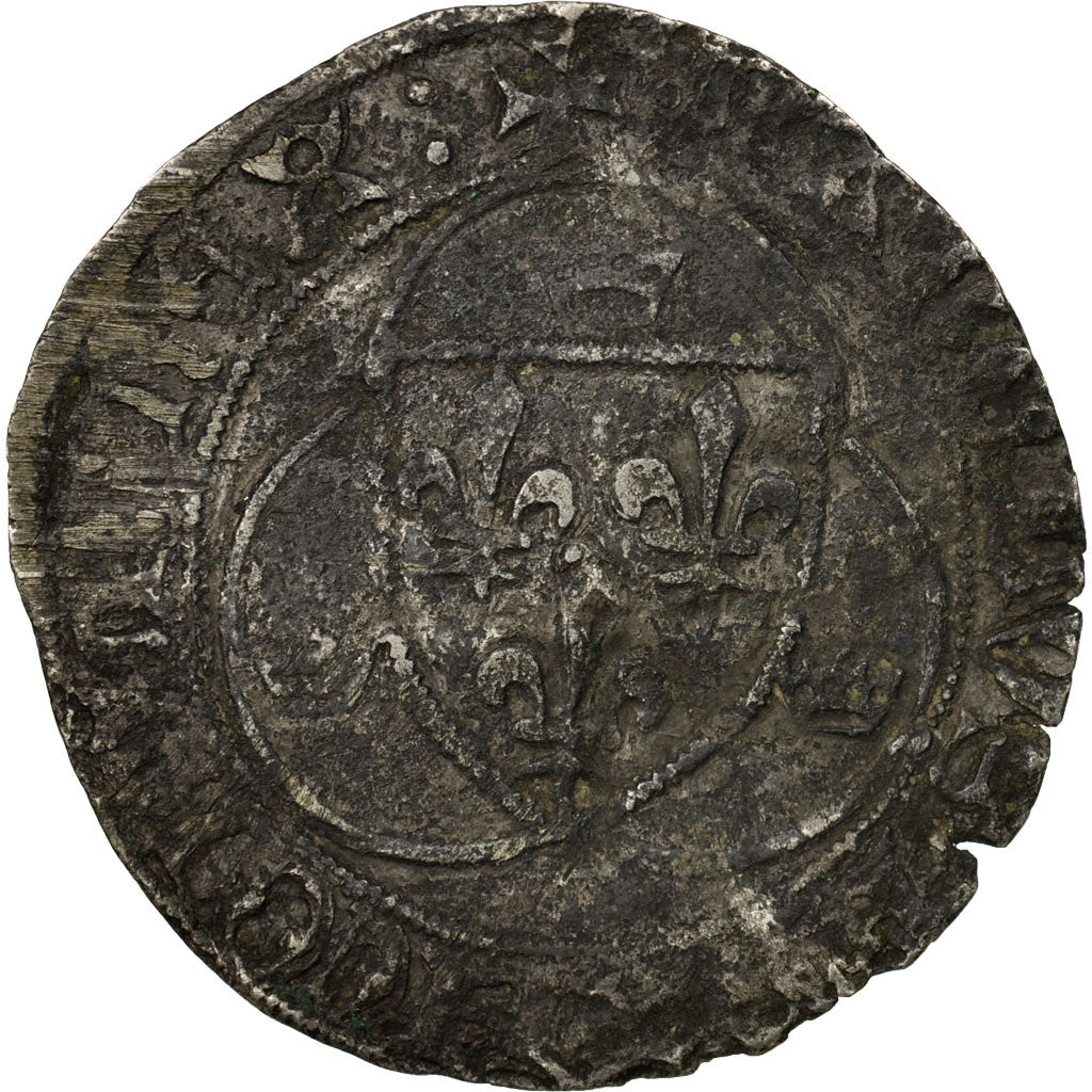 Monnaie, France, Charles VII, Blanc à la couronne, Angers, TB, Billon