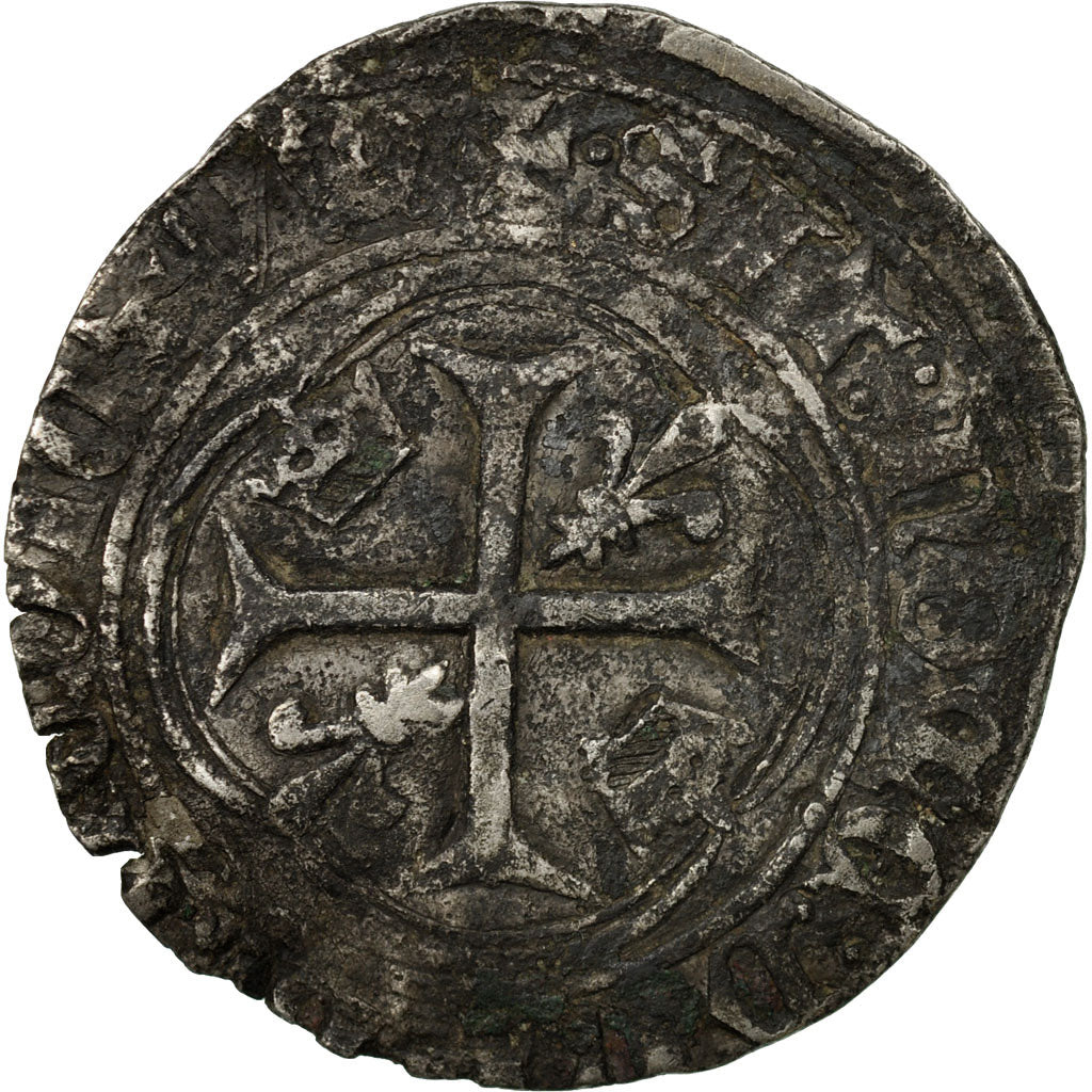 Monnaie, France, Charles VII, Blanc à la couronne, Angers, TB, Billon