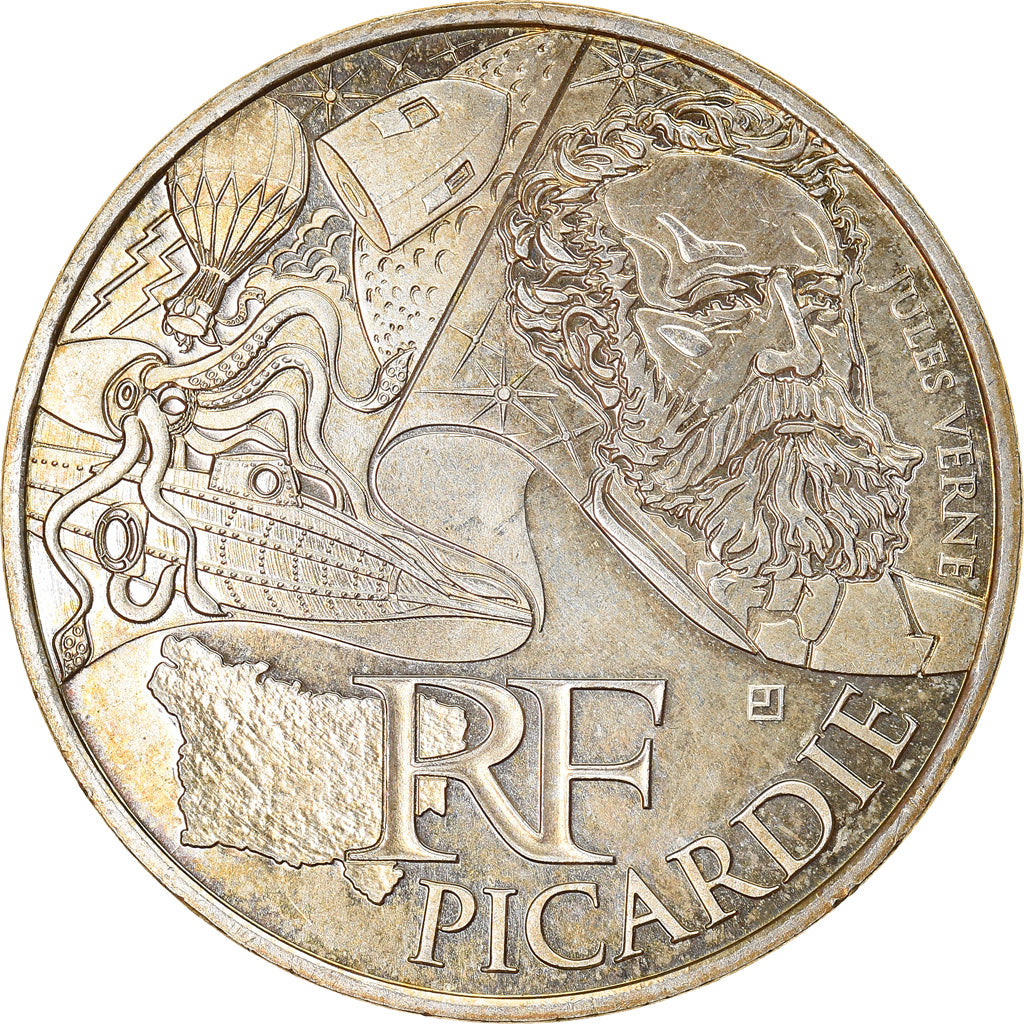 France, 10 Euro, Picardie, 2012, Paris, MS(63), Silver, KM:1882