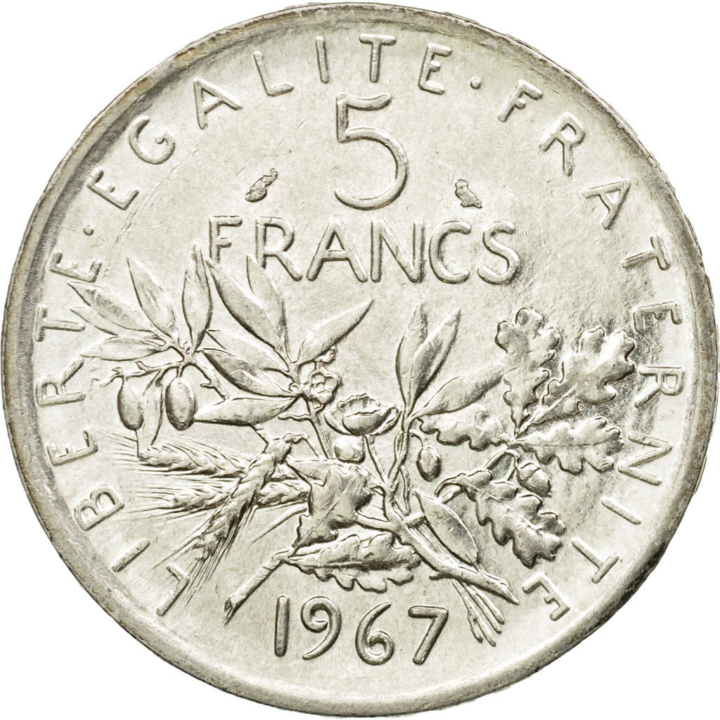 Coin, France, Semeuse, 5 Francs, 1967, Paris, AU(55-58), Silver, KM:926