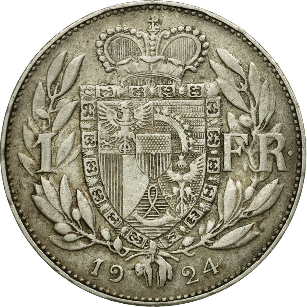 Coin, Liechtenstein, Prince John II, Frank, 1924, AU(50-53), Silver, KM:8