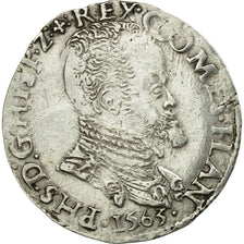 Monnaie, Pays-Bas espagnols, Philippe II, 1/10 Ecu, 1563, Bruges, TTB, Argent