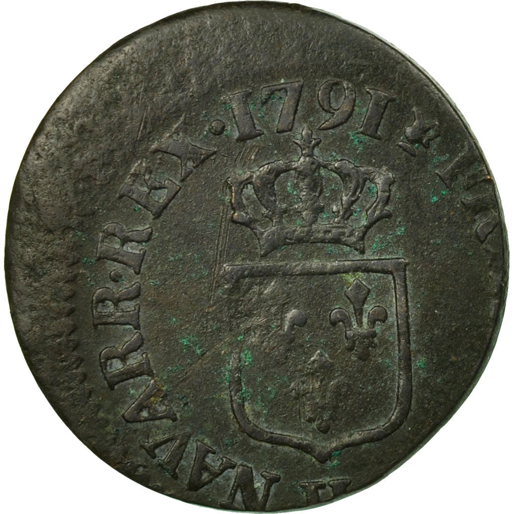 Monnaie, France, Louis XVI, Liard, Liard, 1791, La Rochelle, Fautée - Frappe