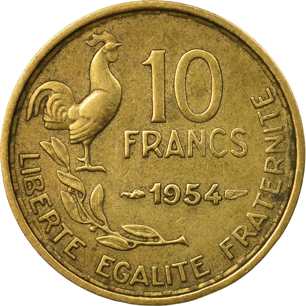 Monnaie, France, Guiraud, 10 Francs, 1954, Paris, TB+, Aluminum-Bronze