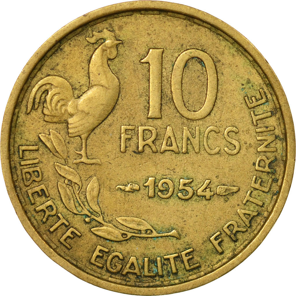Coin, France, Guiraud, 10 Francs, 1954, Paris, VF(30-35), Aluminum-Bronze