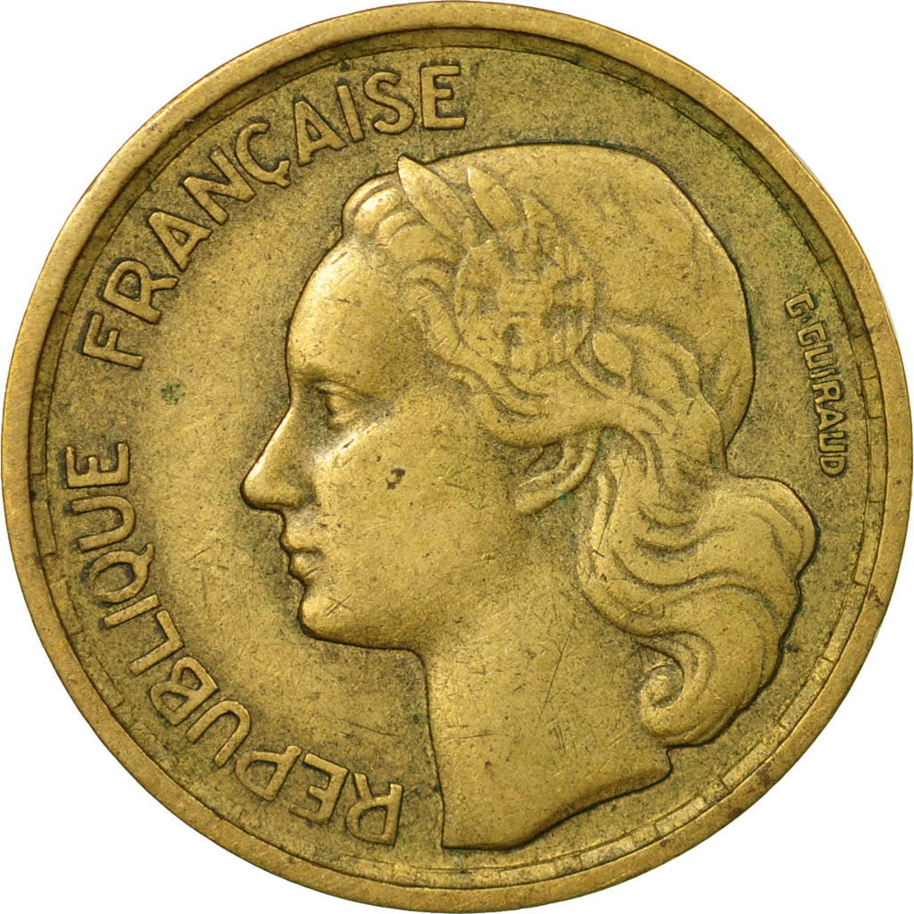 Munten, Frankrijk, Guiraud, 10 Francs, 1954, Paris, FR+, Aluminum-Bronze