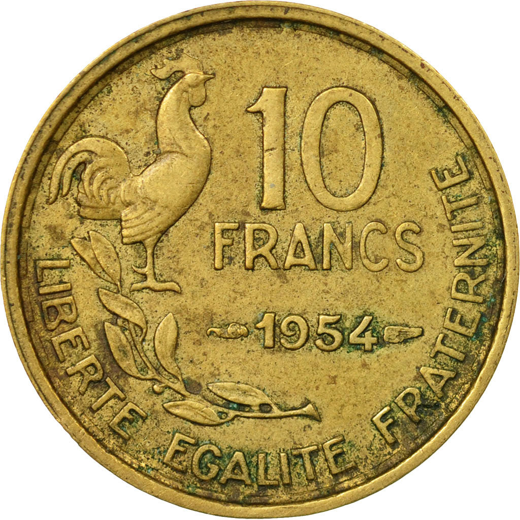 Coin, France, Guiraud, 10 Francs, 1954, Paris, VF(30-35), Aluminum-Bronze