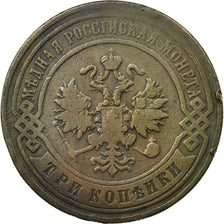 Coin, Russia, Nicholas II, 3 Kopeks, 1897, Saint-Petersburg, EF(40-45), Copper