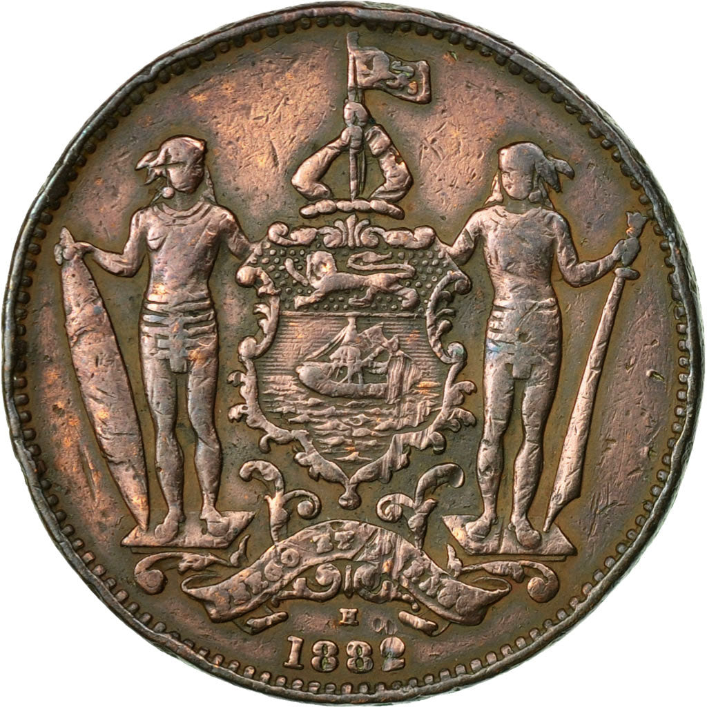 Coin, BRITISH NORTH BORNEO, Cent, 1882, Heaton, Birmingham, VF(30-35), Bronze