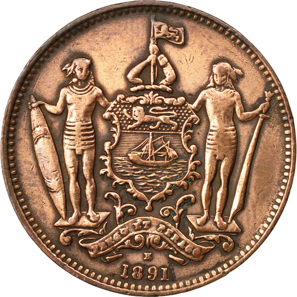 Coin, BRITISH NORTH BORNEO, Cent, 1891, Heaton, Birmingham, VF(30-35), Bronze