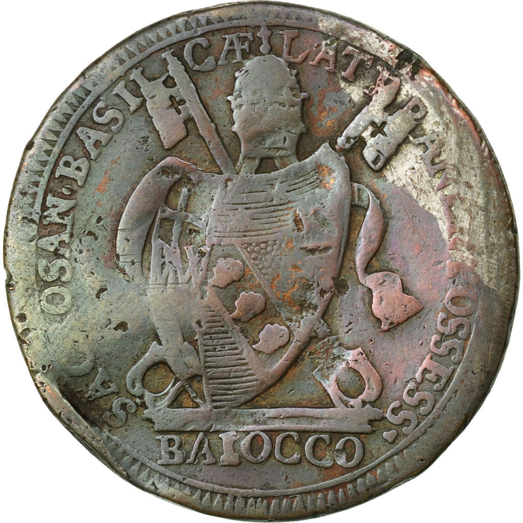 Coin, ITALIAN STATES, PAPAL STATES, Pius VII, Baiocco, 1801, Roma, F(12-15)