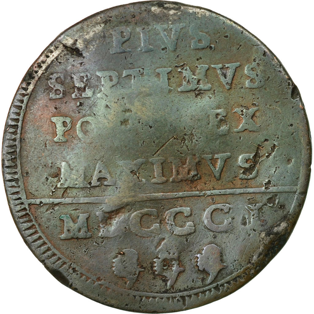 Coin, ITALIAN STATES, PAPAL STATES, Pius VII, Baiocco, 1801, Roma, F(12-15)