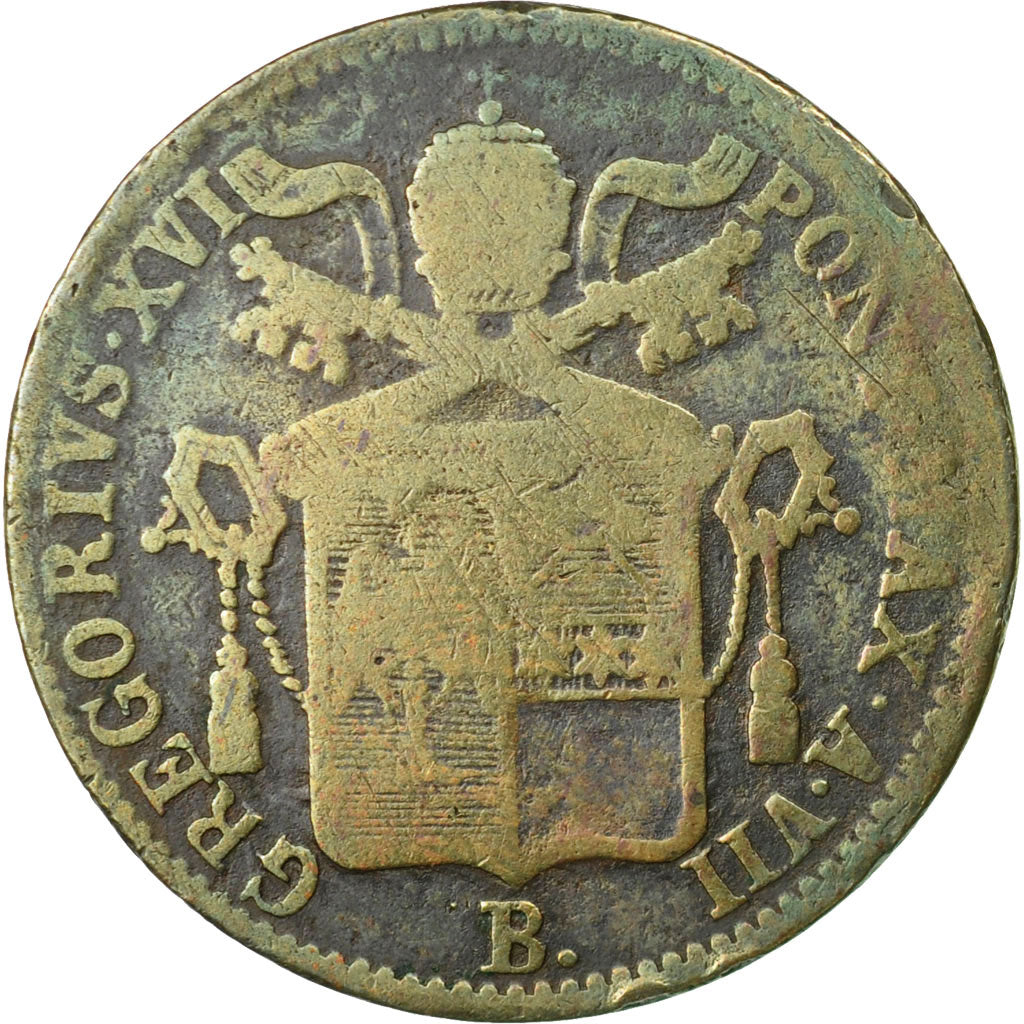 Coin, ITALIAN STATES, PAPAL STATES, Gregory XVI, Baiocco, 1837, Bologna
