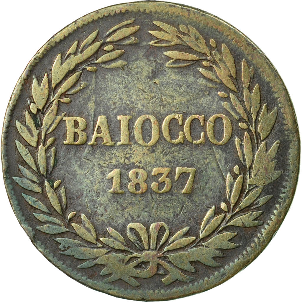 Coin, ITALIAN STATES, PAPAL STATES, Gregory XVI, Baiocco, 1837, Bologna