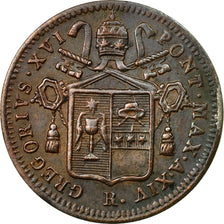 Monnaie, États italiens, PAPAL STATES, Gregory XVI, Mezzo (1/2) Baiocco, 1844