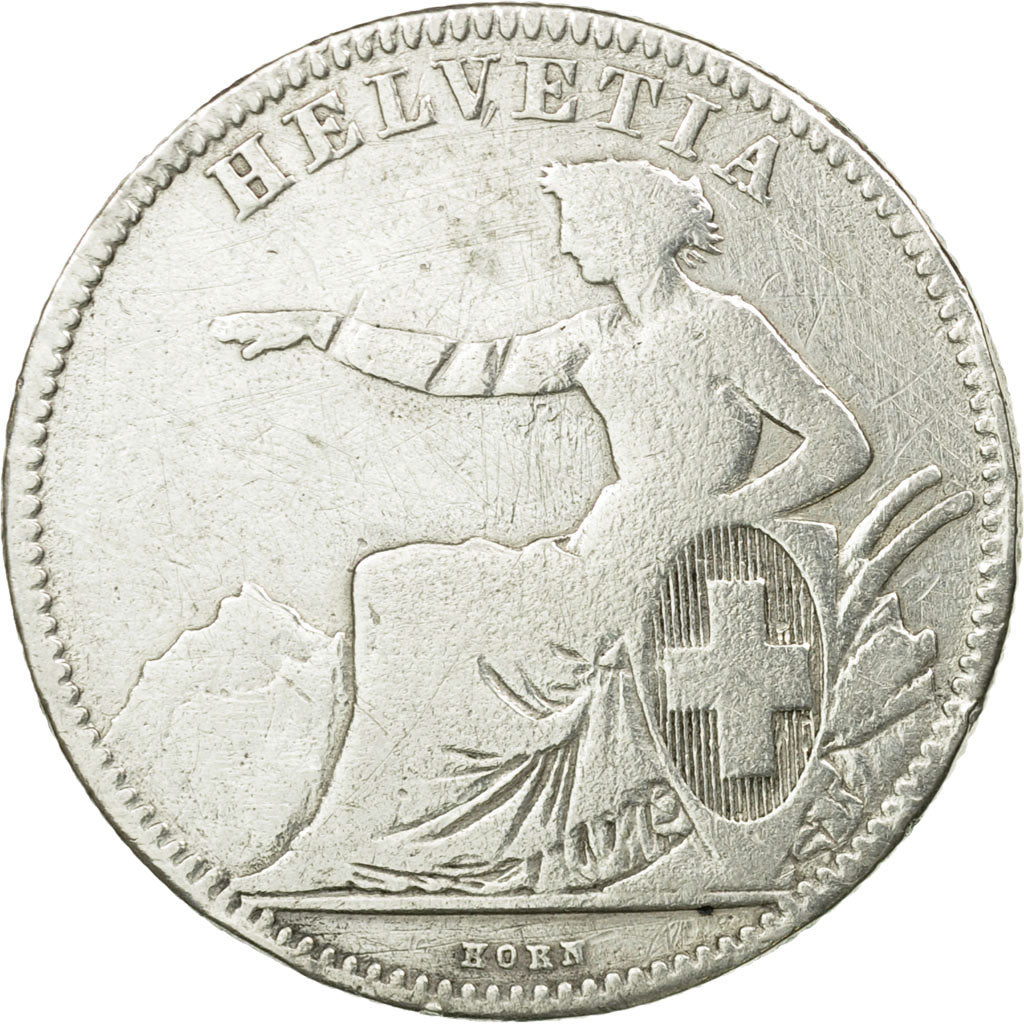 Coin, Switzerland, 2 Francs, 1860, Bern, F(12-15), Silver, KM:10a