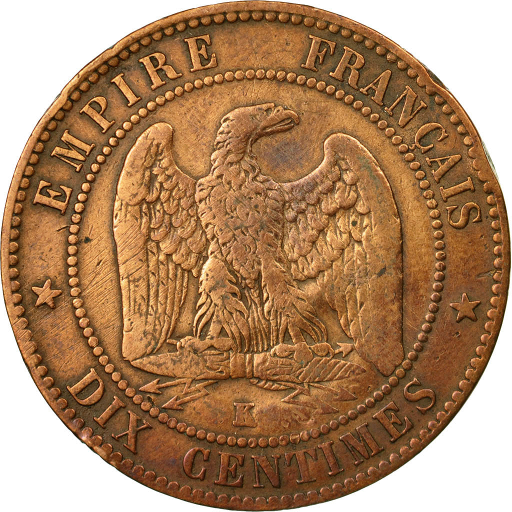 Coin, France, Napoleon III, Satirical, 10 Centimes, 1857, Bordeaux