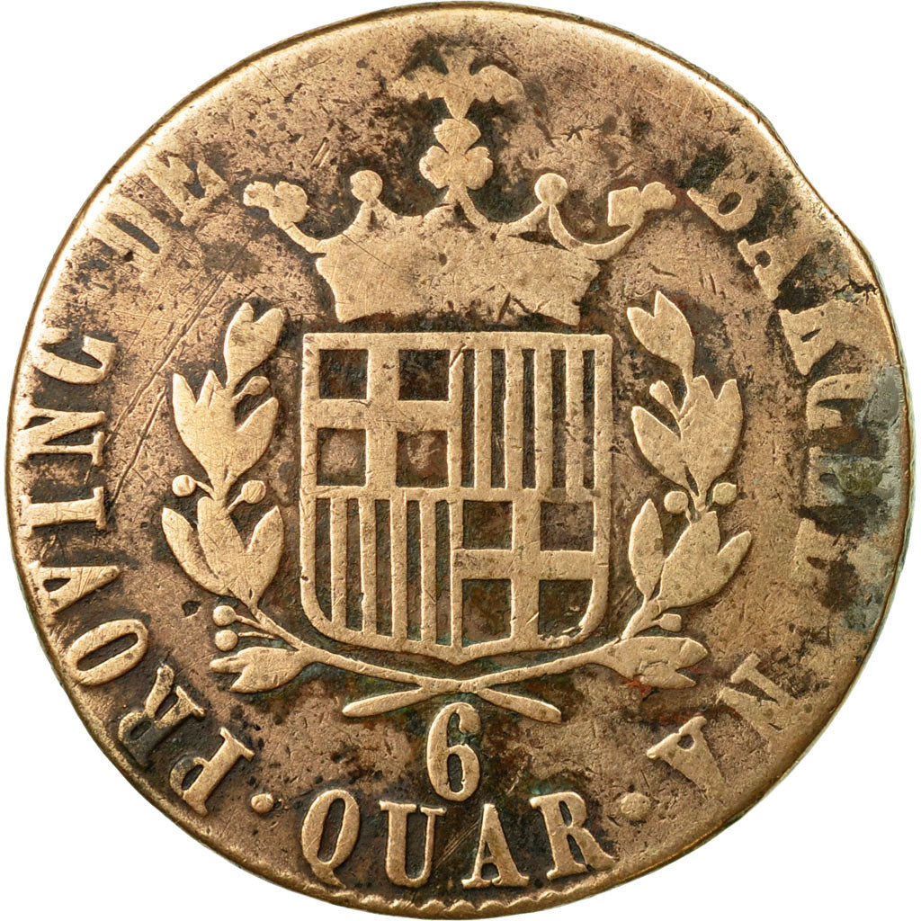 Moneda, España, BARCELONA, Ferdinand (Fernando) VII, 6 Quartos, 1823
