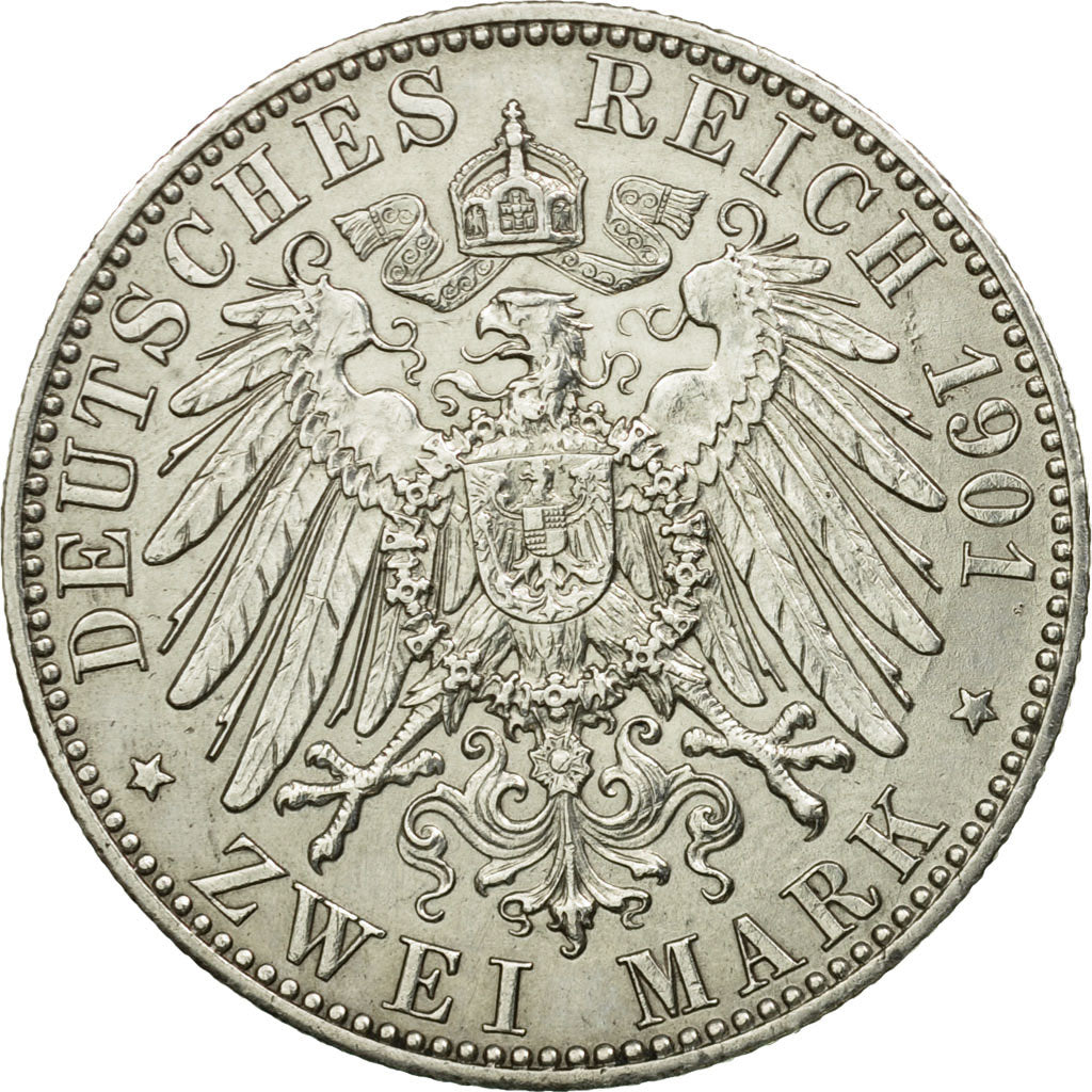 Coin, German States, PRUSSIA, Wilhelm II, 2 Mark, 1901, Berlin, AU(55-58)