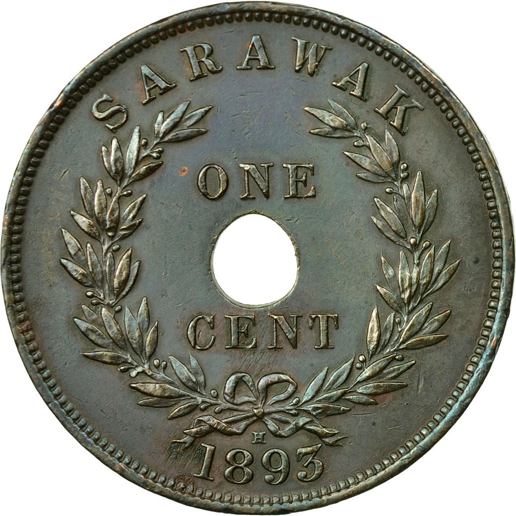 Coin, Sarawak, Charles J. Brooke, Cent, 1893, Heaton, Birmingham, AU(55-58)