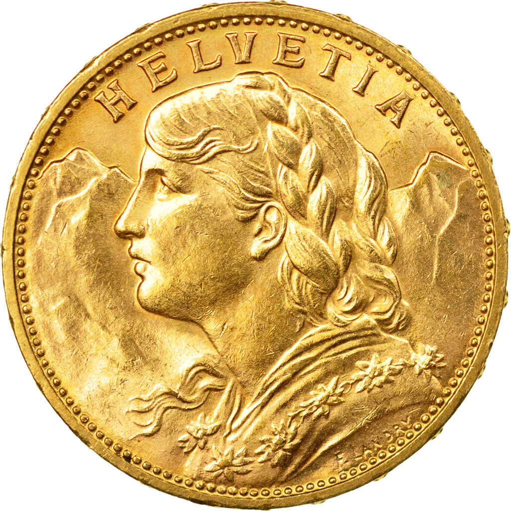Moneda, Suiza, 20 Francs, 1915, Bern, SC, Oro, KM:35.1