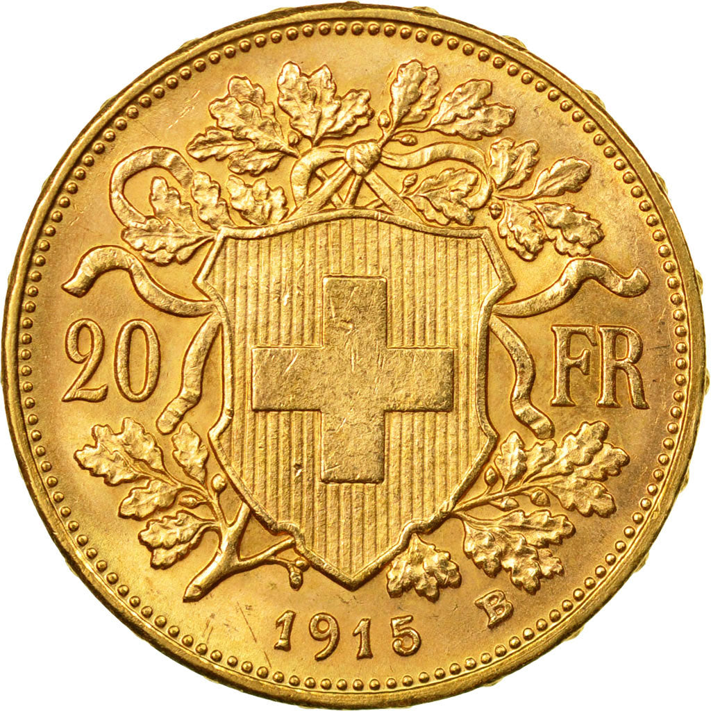 Moneda, Suiza, 20 Francs, 1915, Bern, SC, Oro, KM:35.1