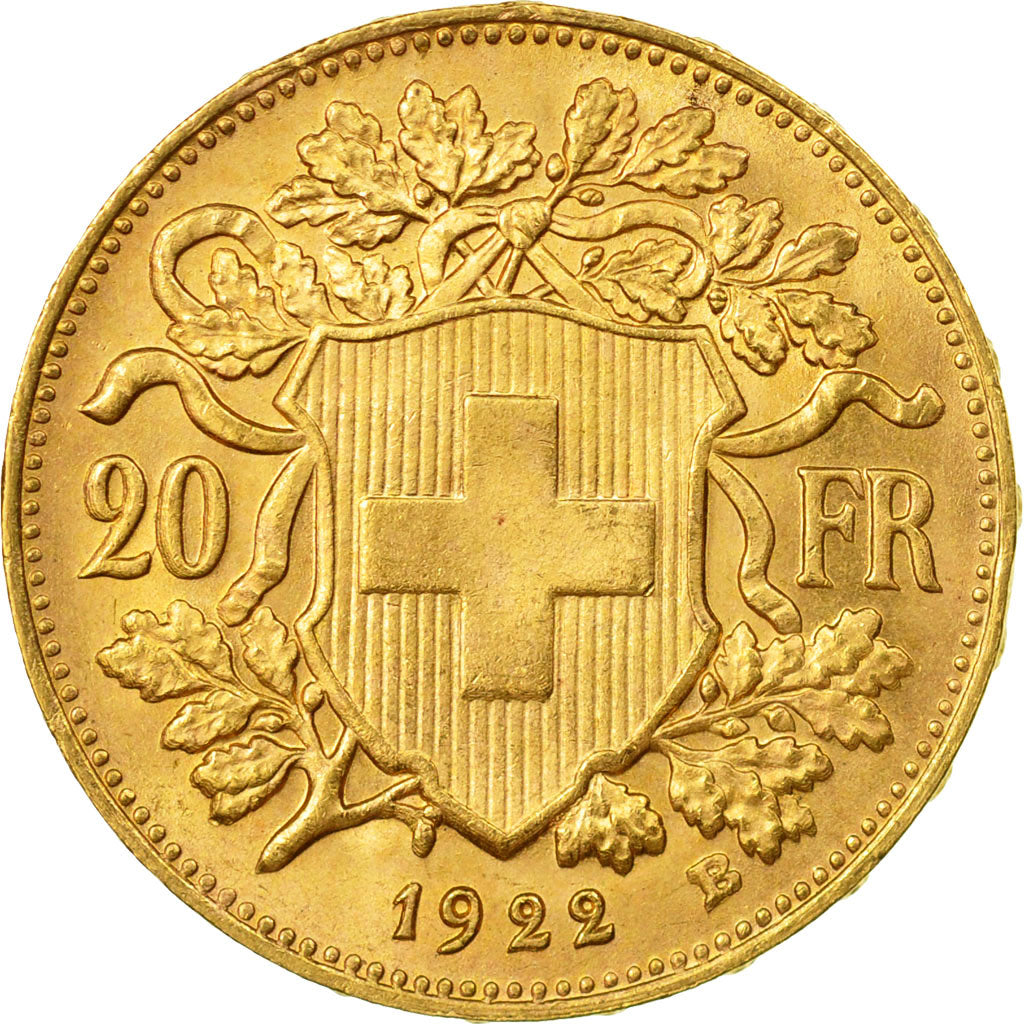Moneda, Suiza, 20 Francs, 1922, Bern, SC, Oro, KM:35.1