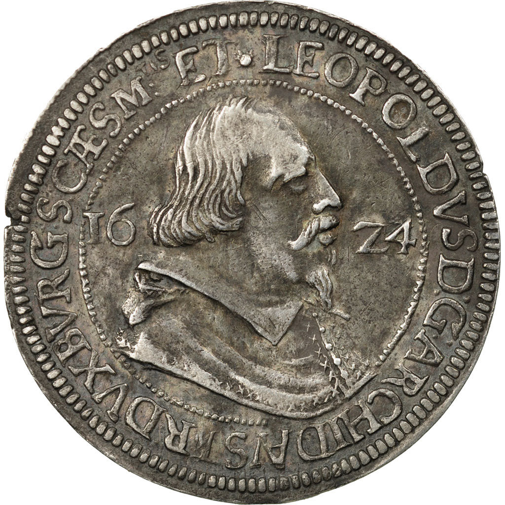 Coin, German States, Leopold V, 1/2 Thaler, 1624, AU(50-53), Silver