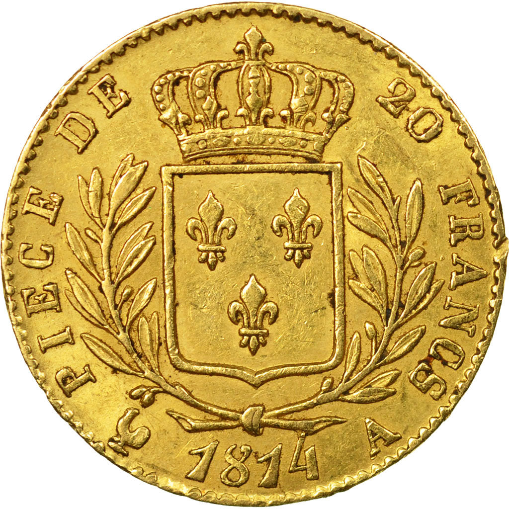 Monnaie, France, Louis XVIII, Louis XVIII, 20 Francs, 1814, Paris, TTB+, Or