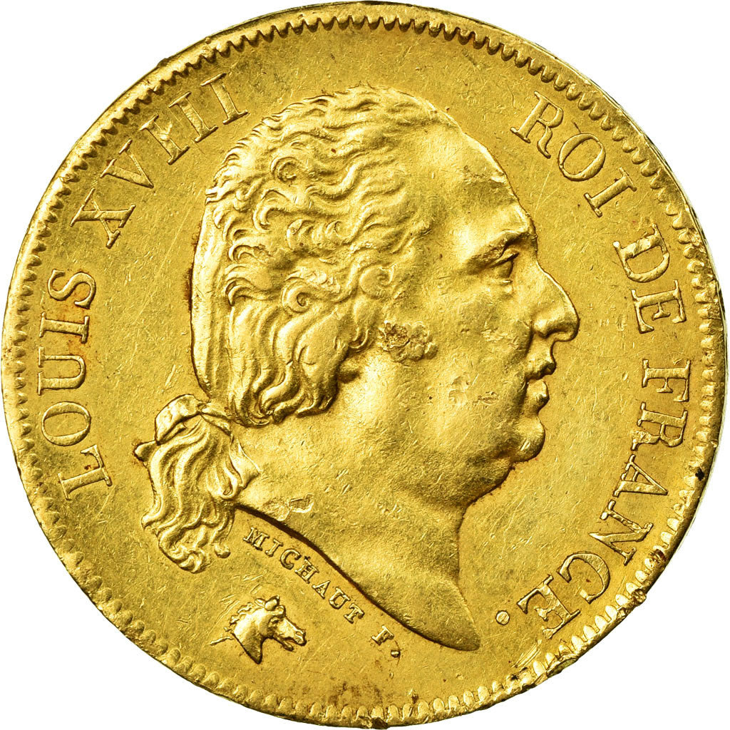 Coin, France, Louis XVIII, Louis XVIII, 40 Francs, 1818, Lille, EF(40-45), Gold