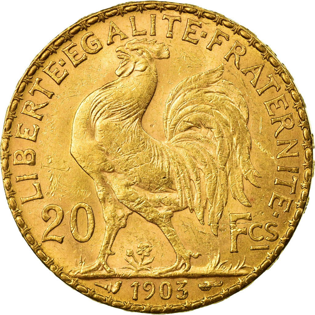 Moneda, Francia, Marianne, 20 Francs, 1903, Paris, EBC, Oro, KM:847