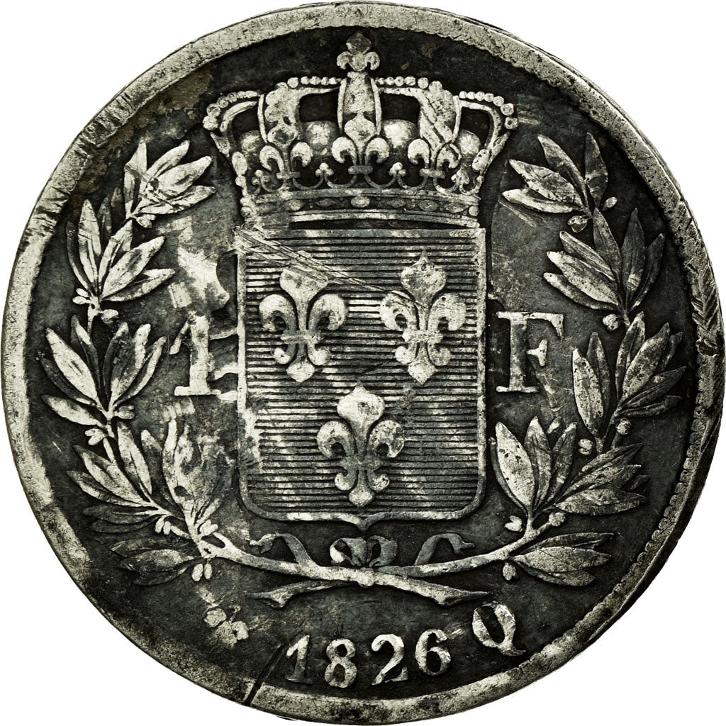 Coin, France, Charles X, Franc, 1826, Perpignan, VF(20-25), Silver, KM:724.11