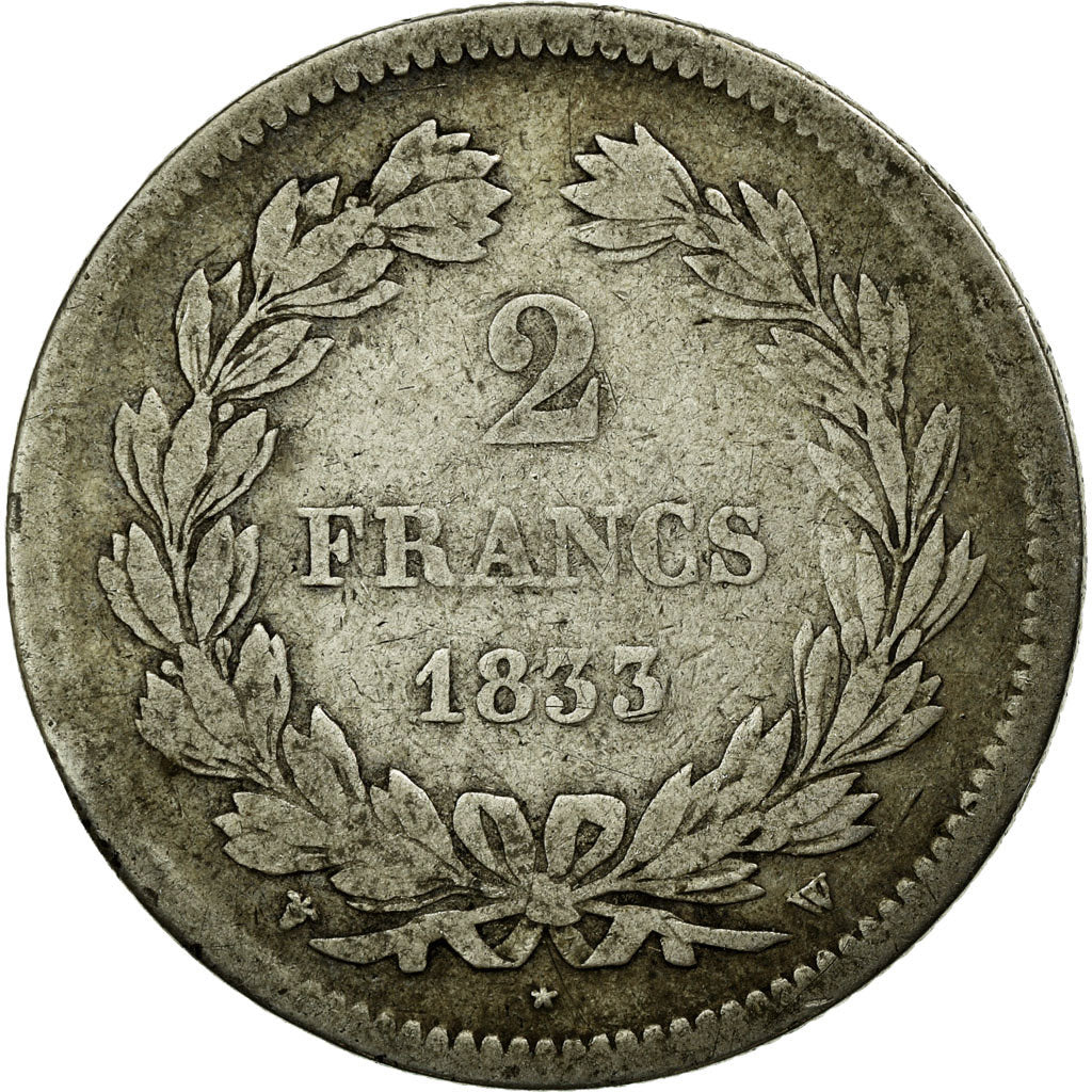 Coin, France, Louis-Philippe, 2 Francs, 1833, Lille, VF(20-25), Silver