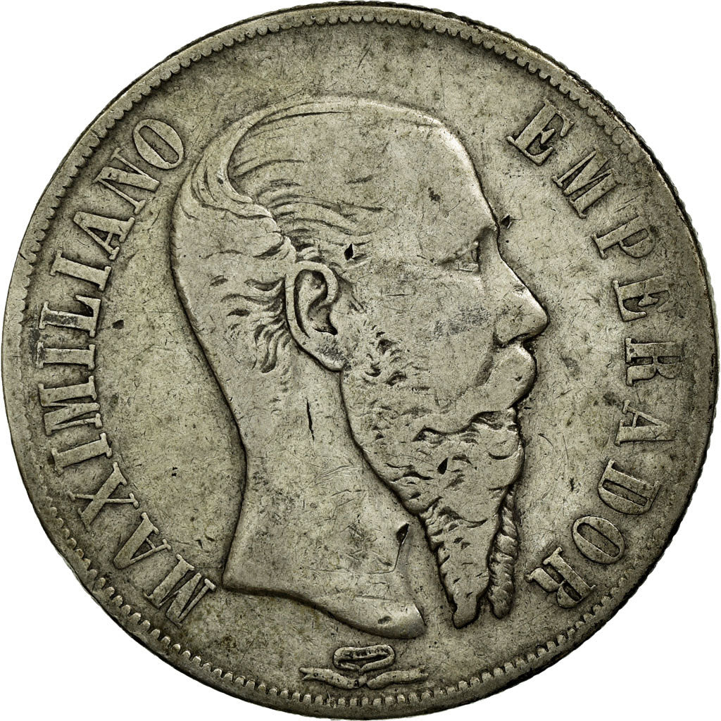 Coin, Mexico, Maximilian, Peso, 1866, Mexico City, VF(20-25), Silver, KM:388.1