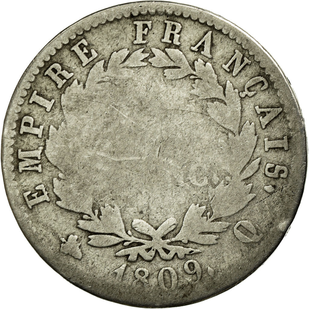 Coin, France, Napoléon I, Franc, 1809, Perpignan, VG(8-10), Silver, KM:692.12