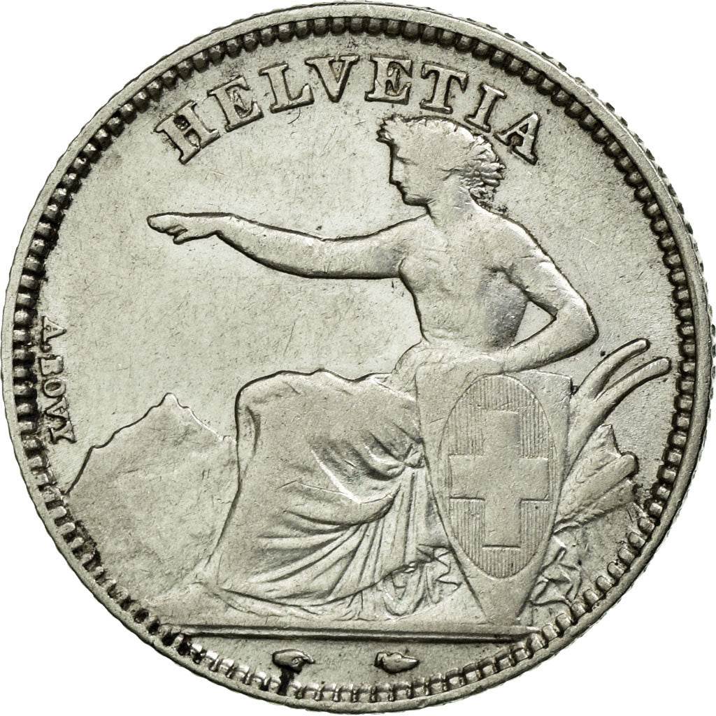 Coin, Switzerland, Franc, 1850, Paris, AU(50-53), Silver, KM:9
